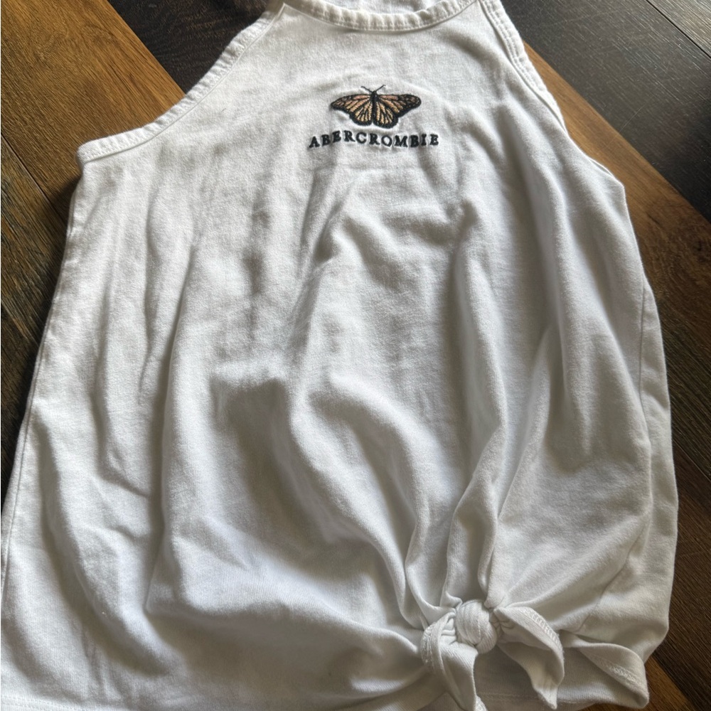 abercrombie kids White Tank Top with Butterfly Stitching